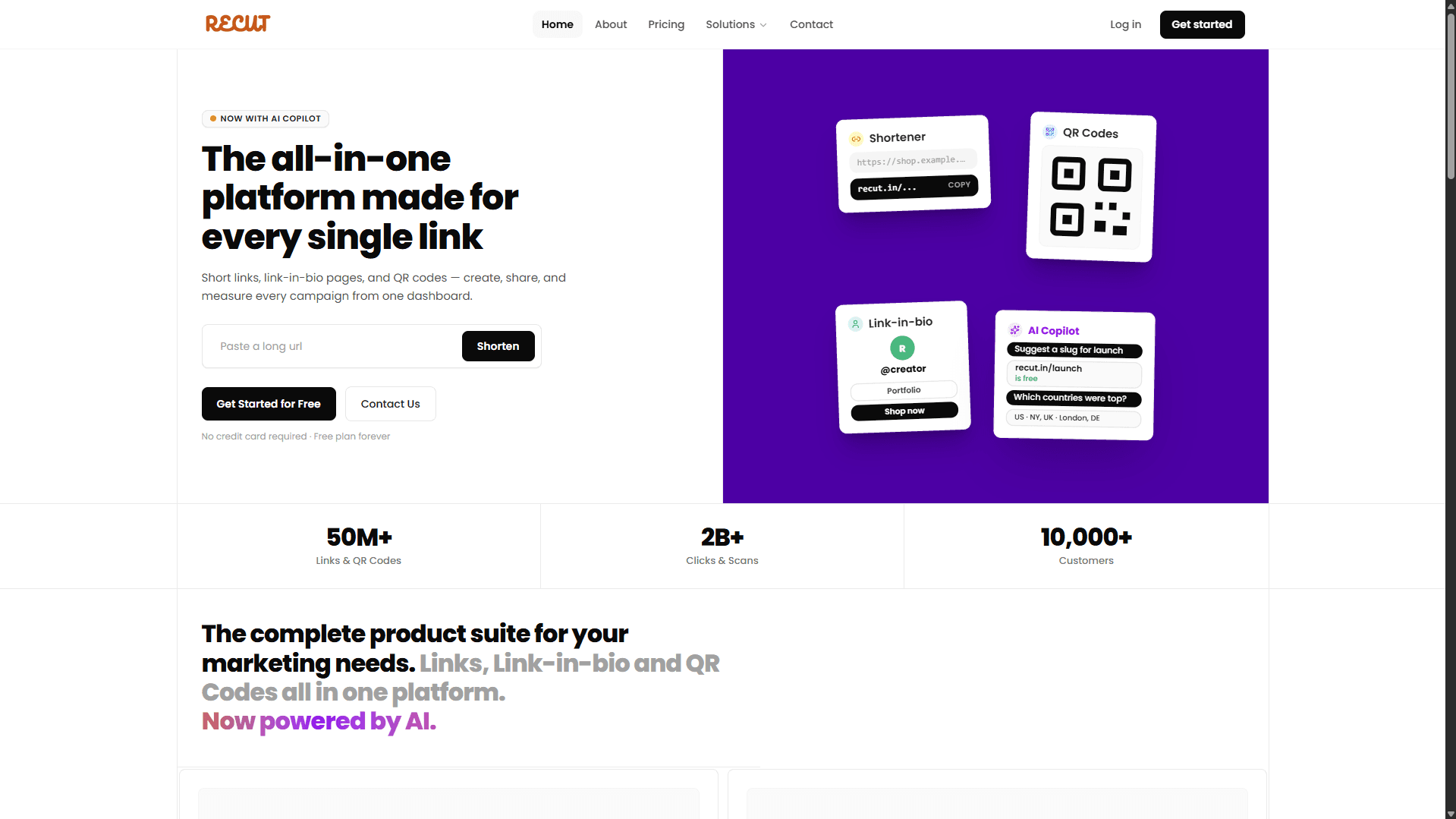 Recut URL Shortener preview